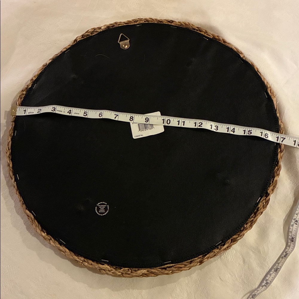 Nautical Mirror Natural 17” Woven Mirror/Center Console Tray W/ Hook to Hang NWT - Picture 7 of 8
